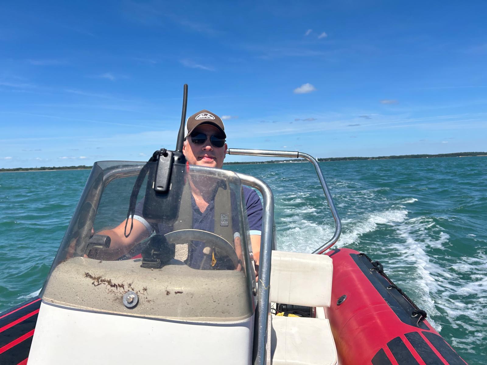 Simon at the helm of his RIB